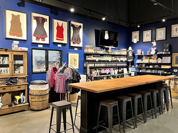 Boutique clothing and lifestyle store featuring apparel, candles, and wine displays built by Jeff Smith Construction in Auburn, CA.